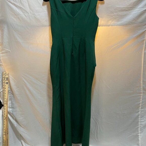 Eliza J Sleeveless Ruffle Front Floor Length Gown Hunter Green 12 - Picture 5 of 16